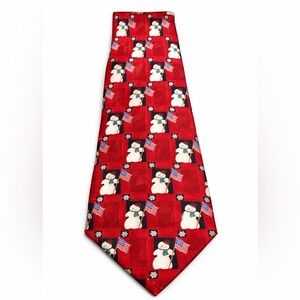 Hallmark Red Snowman and Flag Tie